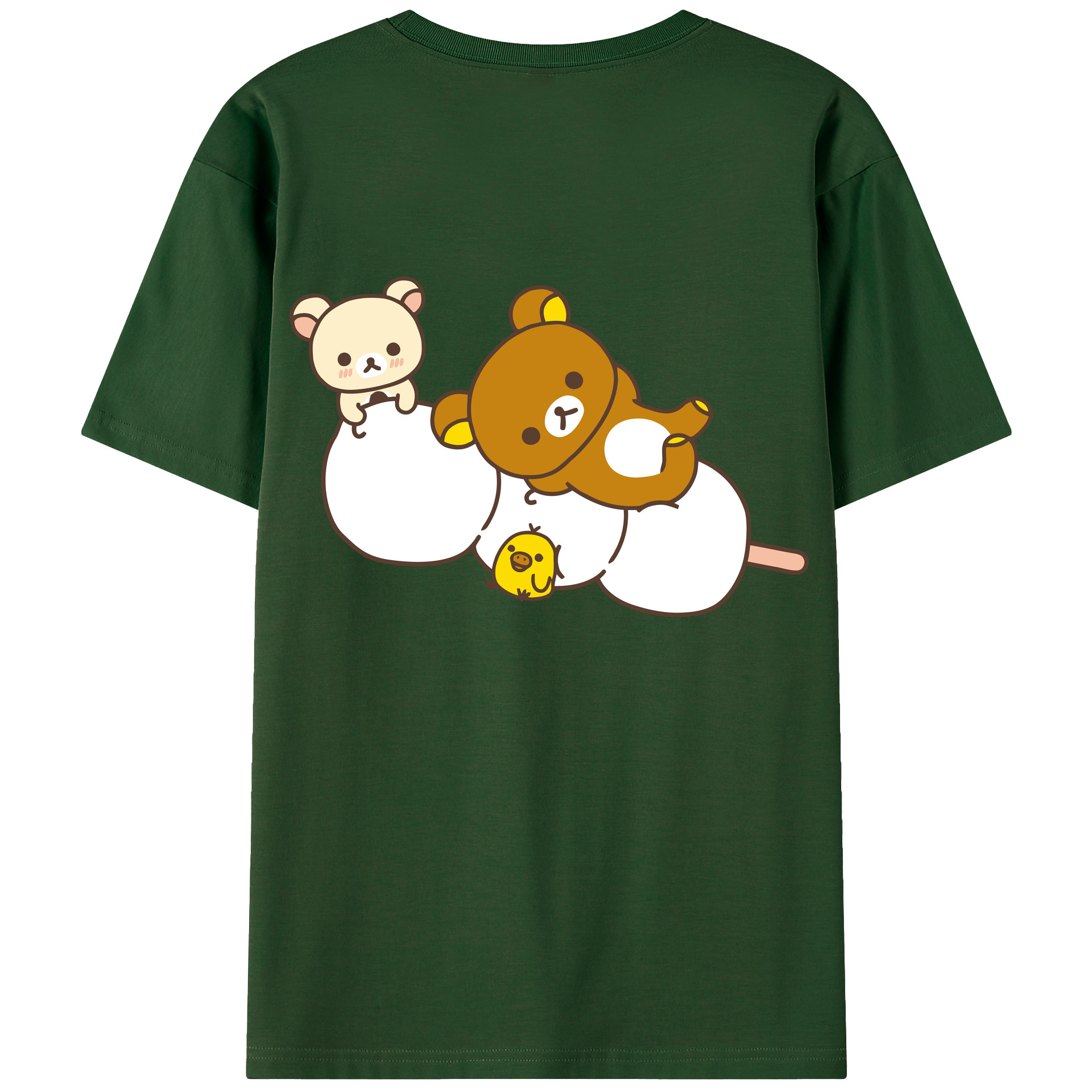 （画像用） リラックマ リラックマ キイロイトリ Rilakkuma Korilakkuma Kiiroitori 綿100％半袖Tシャツ（背面プリント）